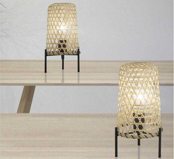 Lamparas de mesa de bambu entrelazado