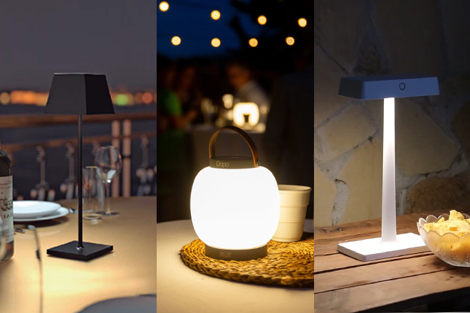 Lámpara de mesa LED con batería para exteriores, moderna lámpara