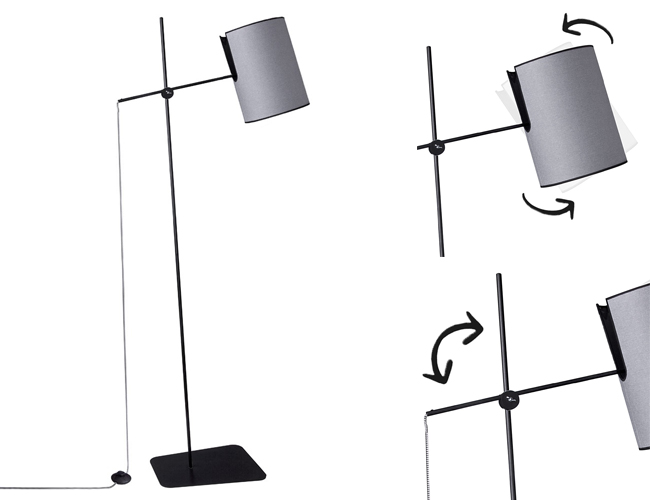 Lámpara de pie orientable con pantalla de tela