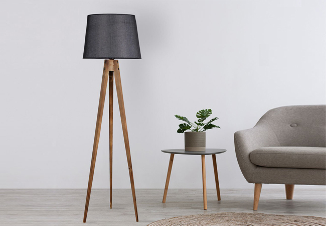 Lámpara de pie Trípode de madera